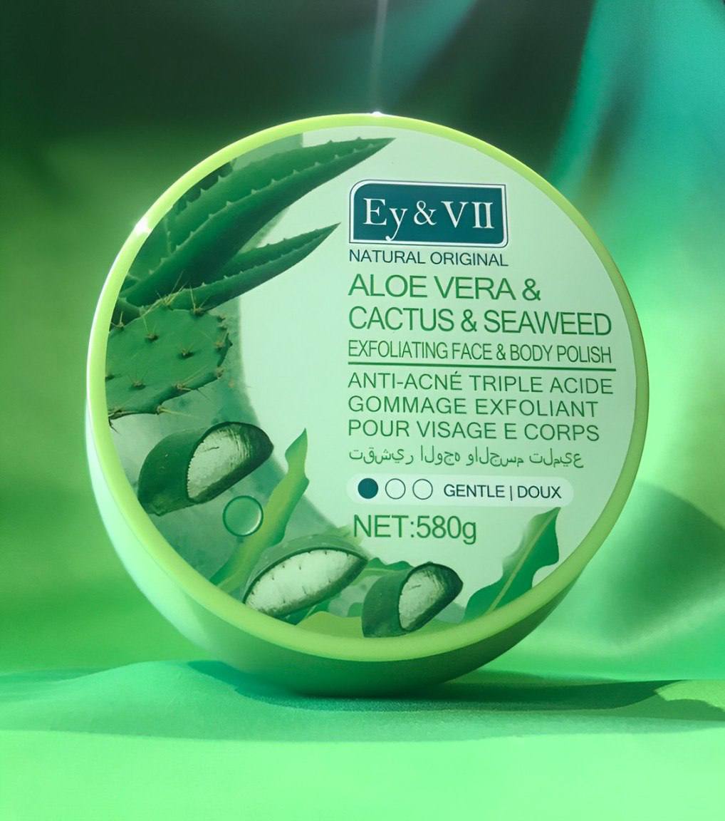 Gel de Gommage Naturel Hydratant et Apaisant à l'Aloe Vera, Cactus 🌵 et Algue